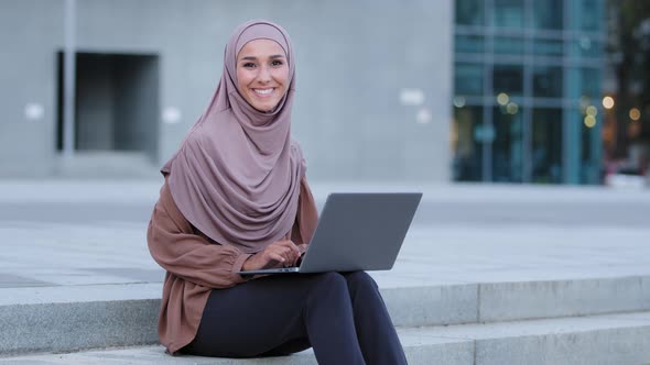 Successful Islamic Girl Muslim Young Adult Woman Ethnic Female Freelancer Business Student Lady