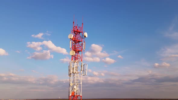 Telecom Tower Witn 5G and 4G Network Telecomunication Base Station