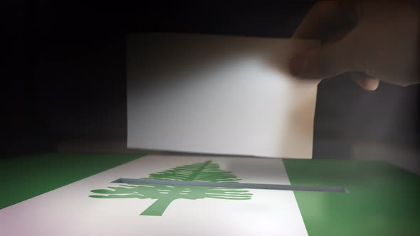 Digital Composite Hand Voting To National Flag OF Norfolk Island 