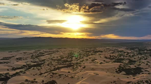 Aerial View of the Sand Dunes in Mongolia