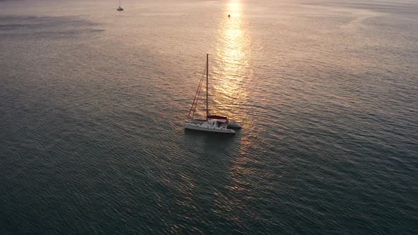 Aerial View of Kamala Beach at Sunset in Phuket in Thailand