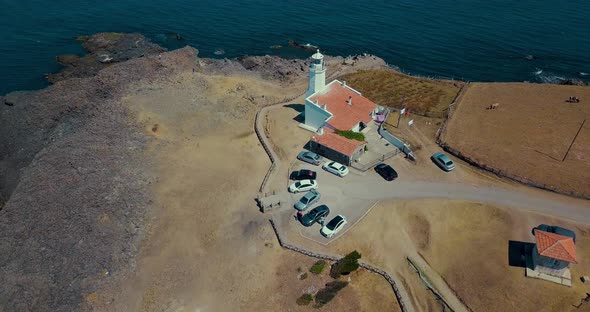 Aerial Lighthouse at Inceburun. Sinop, Turkey. Inceburun is the northernmost point of the Turkey.