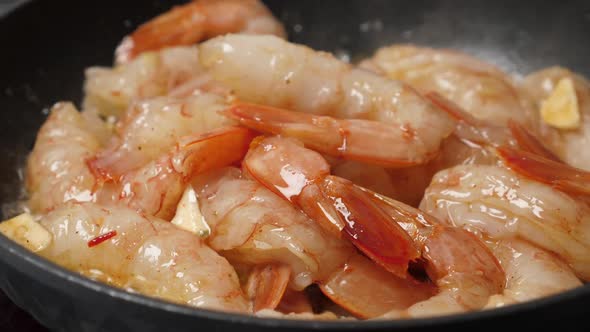 Cooking Langoustine on Frying Pan