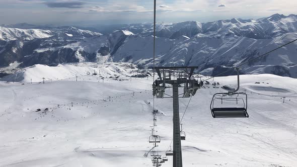 Gudauri Ski Resort Panorama from moving ski lift