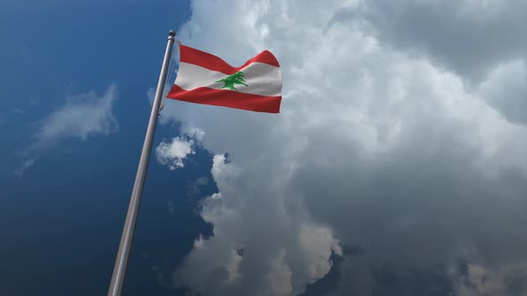 Lebanon Flag Waving 4K