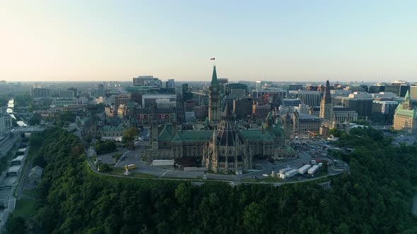 Aerial of the Parliament Buildings, in Ottawa