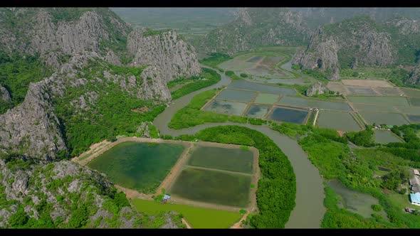 Aerial View of Khao Daeng View Point the Red Mountain in Sam Roi Yot National Park in Prachuap Khiri