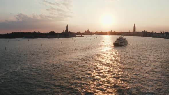 Magical Evening Sunset View Over Beautiful Venice in Italy