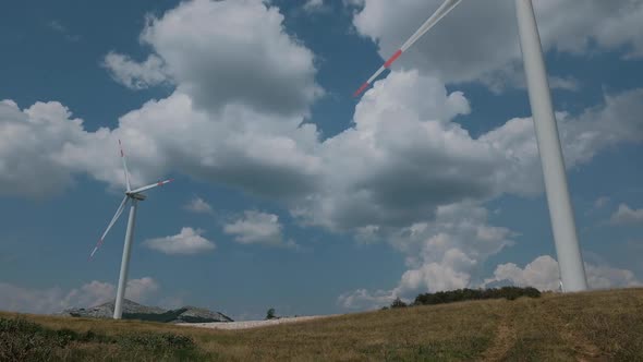 Power Energy Production in Montenegro.  Landscape with windmills farm