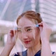 Office Girl in the city (Bangkok), wearing face shield - VideoHive Item for Sale