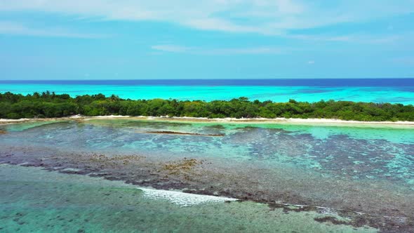 Aerial top view sky of marine sea view beach wildlife by blue sea and bright sandy background of a d