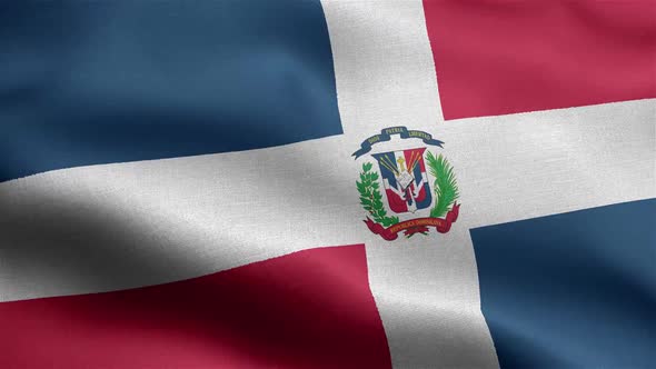 Dominican Republic Flag Seamless Closeup Waving Animation