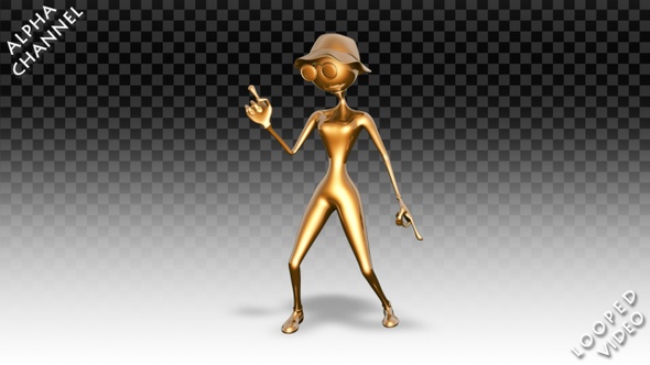 3D Gold Woman - Cartoon Funk Dance