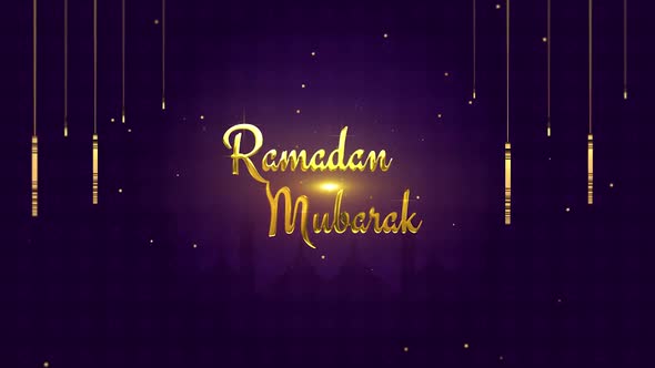 attractive ramadan eid mubarak background with 3d gold text revealing