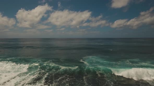 Water Surface with Big Waves Aerial View