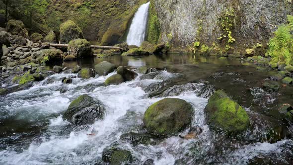 Water rippling down stream at Wahclella Falls