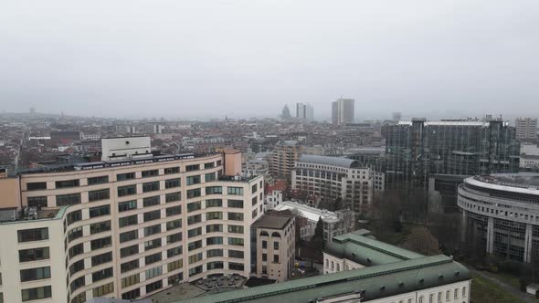 Aerial view of Brussels with palace of justice on the horizon