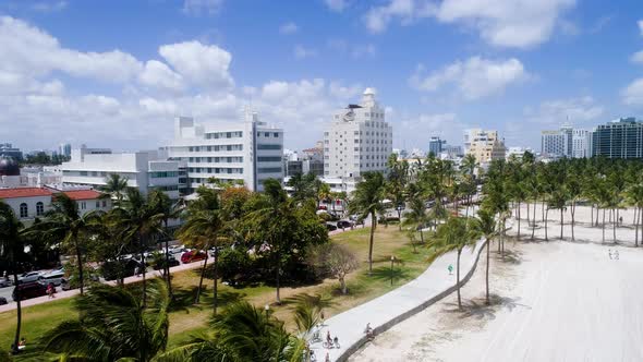 Lummus Park South Beach Miami Florida Aerial Above Palm Trees