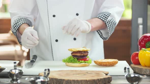 Chef Making a Tasty Burger.