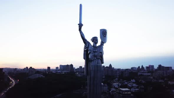 Monument Motherland. Aerial. Kyiv. Ukraine