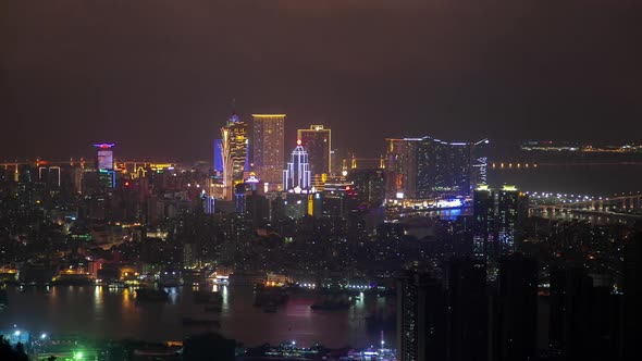 Cathedral Parish Near Chinese Buildings on Macau Timelapse