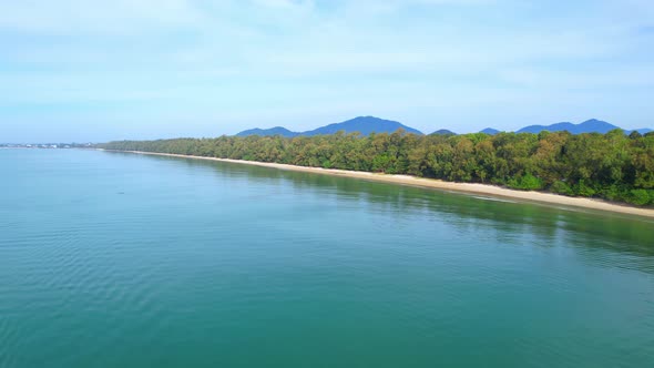 4K aerial view from a drone. coast with turquoise waters and beautiful beaches.