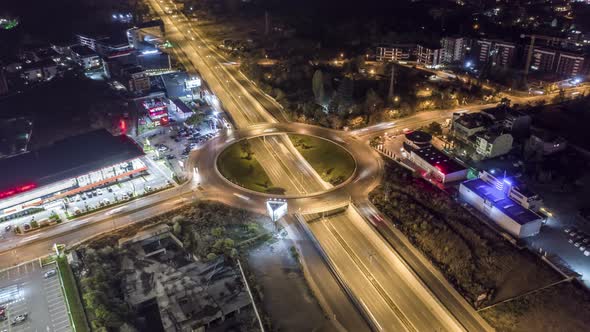 Roundabout at Night From Above