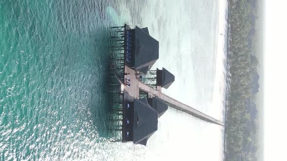 Zanzibar Tanzania  Vertical Video House on Stilts in the Ocean on the Coast Slow Motion