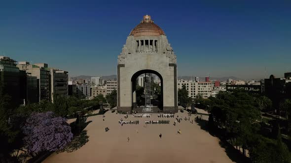 DRONE SHOT OF MONUMENTO A LA REVOLUCION MEXICO CITY DOWNTOWN