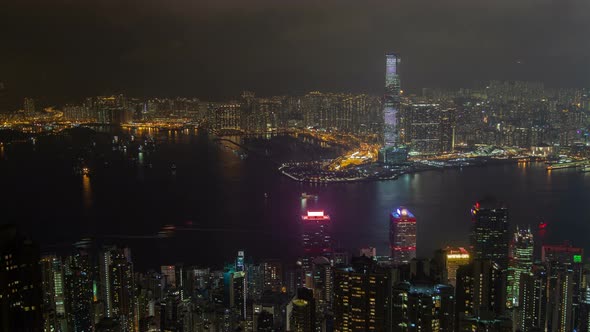 Cityscape Hong Kong Yau Tsim Mong Flashing Skyscraper