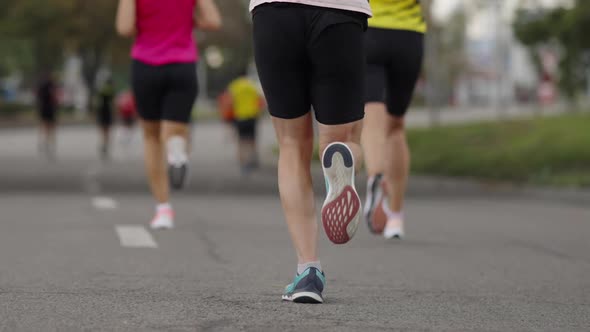 Feet of Marathon Runners on City Road