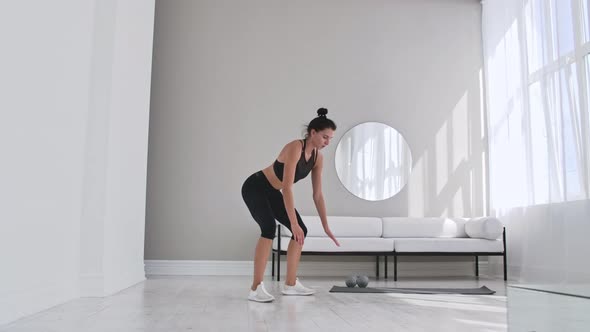 Fitness Woman Doing Burpee Workout at Home