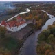 Bauska Medieval Castle Ruins Complex and Park From Above Aerial Shot 4K Video - VideoHive Item for Sale