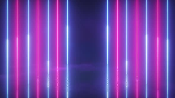 Glowing Colorful Neon Strings Motion Background