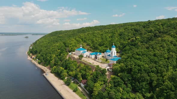 Makaryev Monastery in Russia Surrounded By Fed Up Forest Placed Near the River