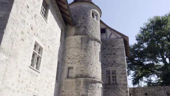 Tilt Down Shot of Hallwyl Castle Switzerland