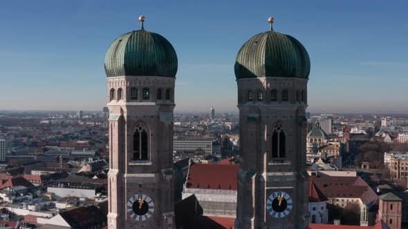 Aerial View of the Cathedral Church of Our Lady (Frauenkirche) in Munich Germany
