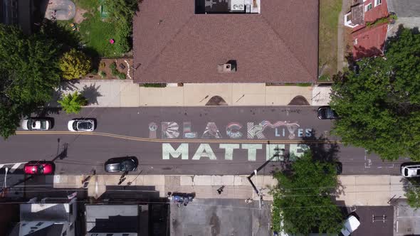 Black Lives Matter Mural painted on Street in Pottstown