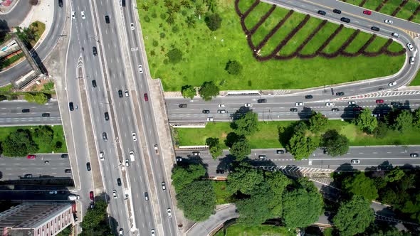 Intersection East Radial highway road and May 23 Avenue at downtown Sao Paulo