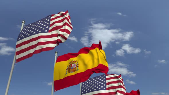 Many Flags of Spain and the USA alt