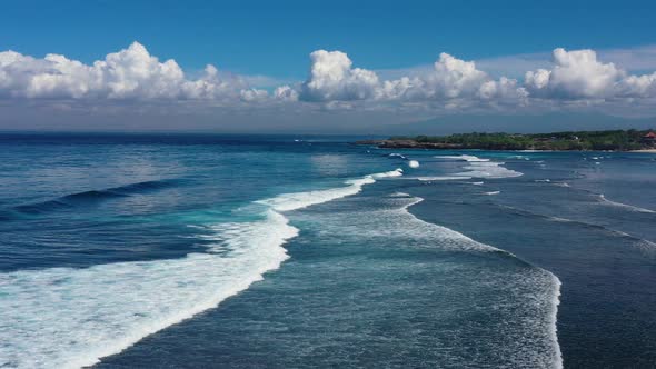 Waves and Azure Water as A Background. View from Drone at The Ocean Surface.