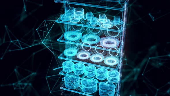 Market Shelf Plates And Pots Hologram Close Up 4k alt