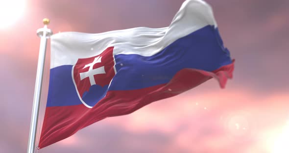 Flag of Slovakia at Sunset