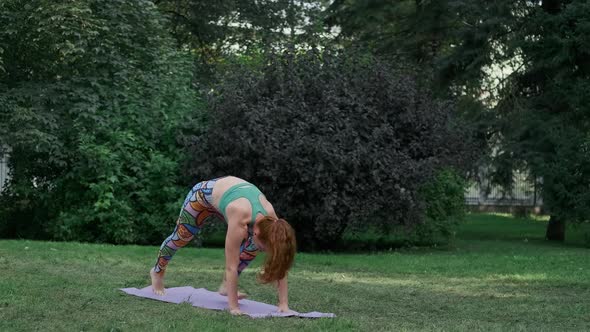 Redhead Woman Doing Yoga Fresh Air