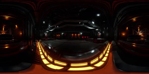 VR360 Futuristic Dark Data Center with Metal and Lights alt