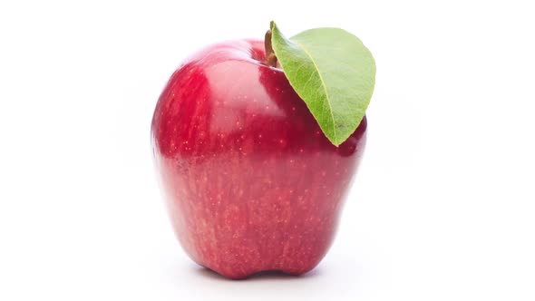 Rotating Red Apple Isolated on White Loop