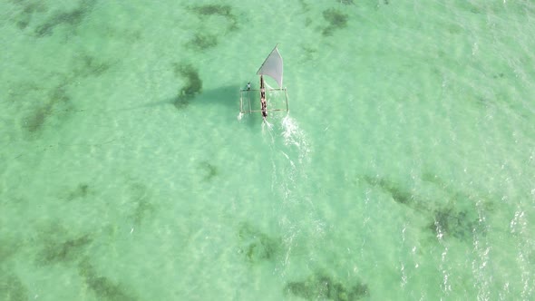 Boats in the Ocean Near the Coast of Zanzibar Tanzania Slow Motion