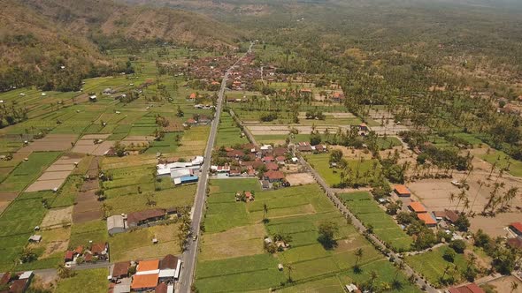 Mountain Landscape with Valley and Village Bali, Indonesia