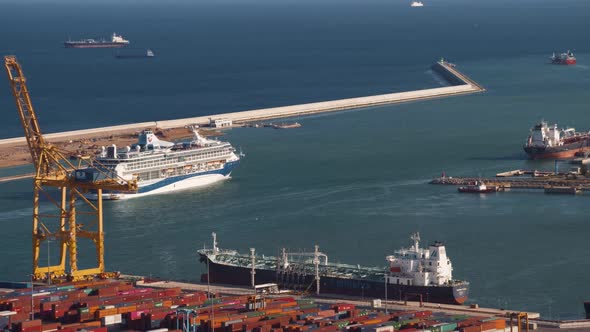 Cargo Containers in Barcelona Port. Cargo Containers Waiting To