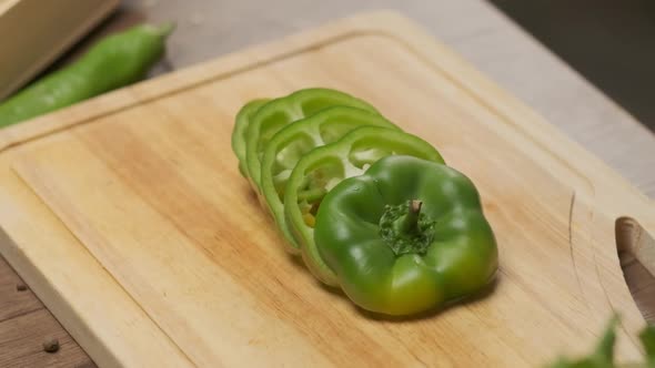 Professional Chef Cuts Green Bell Pepper